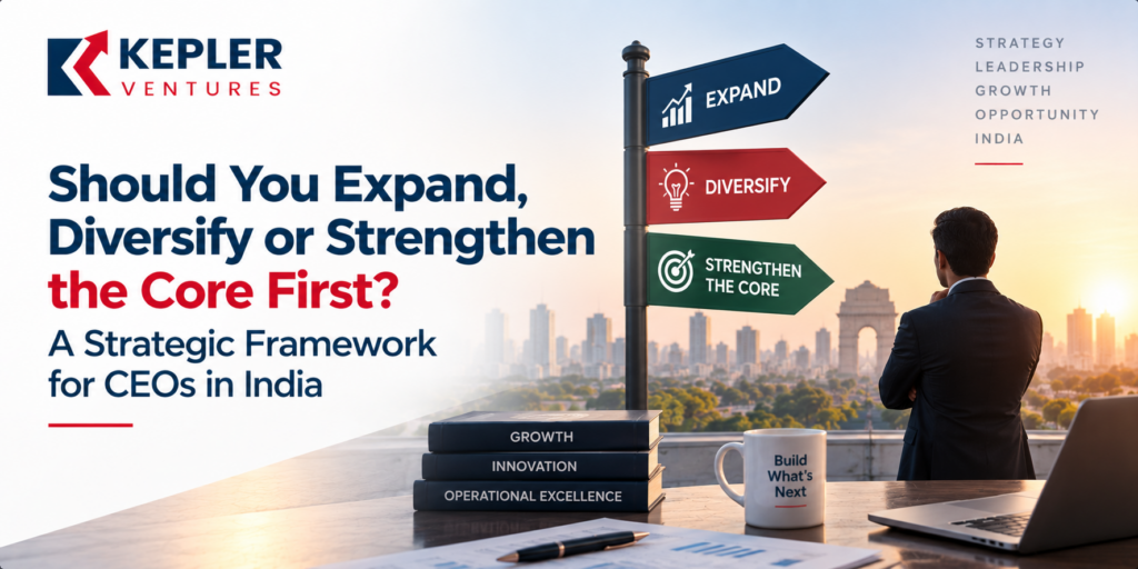 Business growth strategy for CEOs in India choosing between expansion, diversification, and strengthening the core