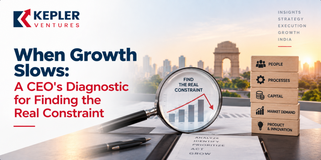 CEO diagnostic framework for identifying business growth constraints across people, processes, capital, market demand, and product innovation